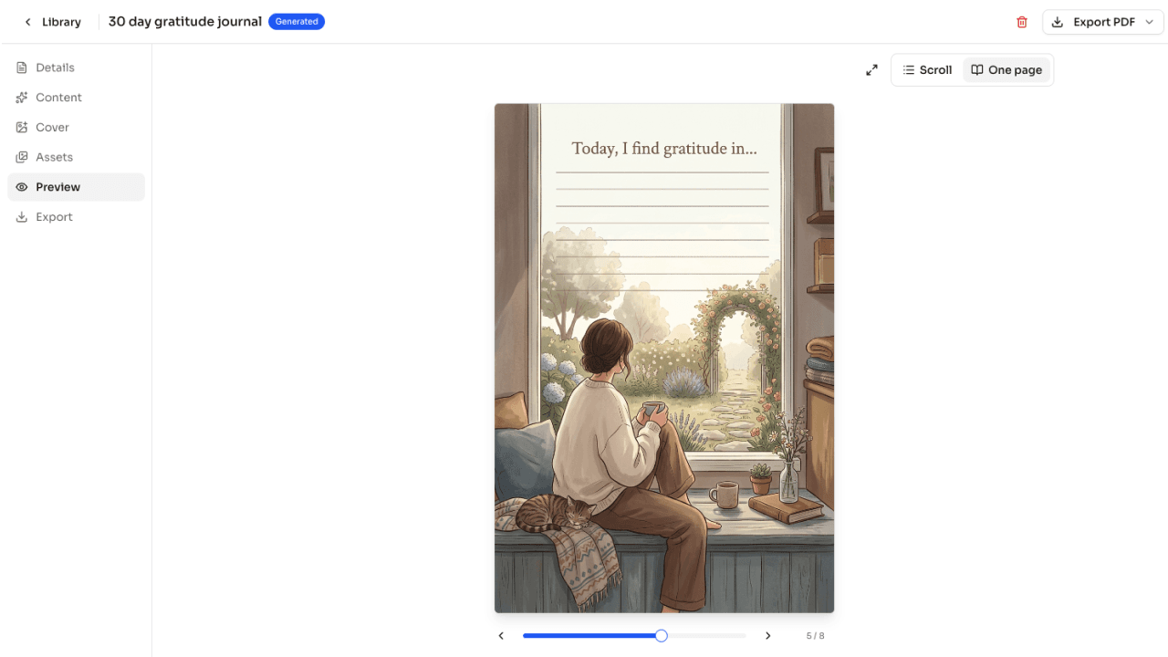 BookraftAI preview of a journal page