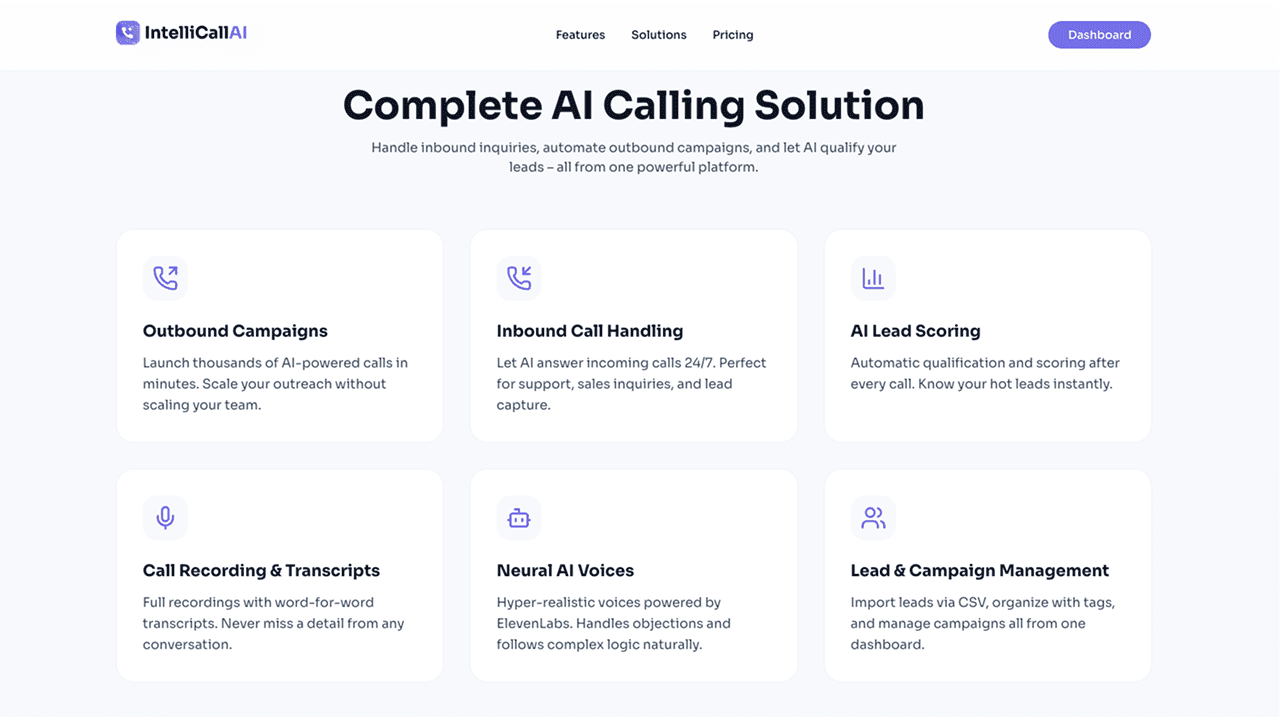 IntelliCallAI product screenshot 2